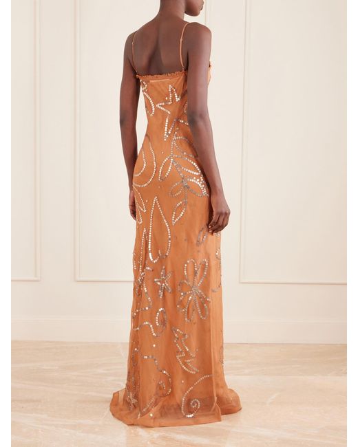 Alix Of Bohemia White Athens Paillette-Embellished Silk-Blend Maxi Dress