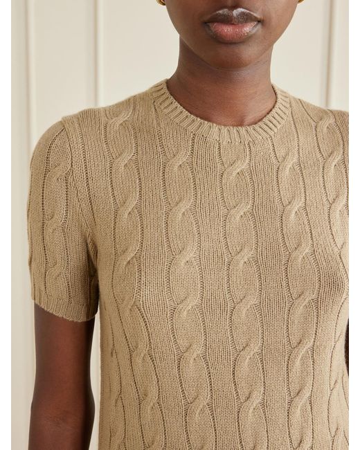 Ralph Lauren Natural Cable-Knit Cashmere Sweater