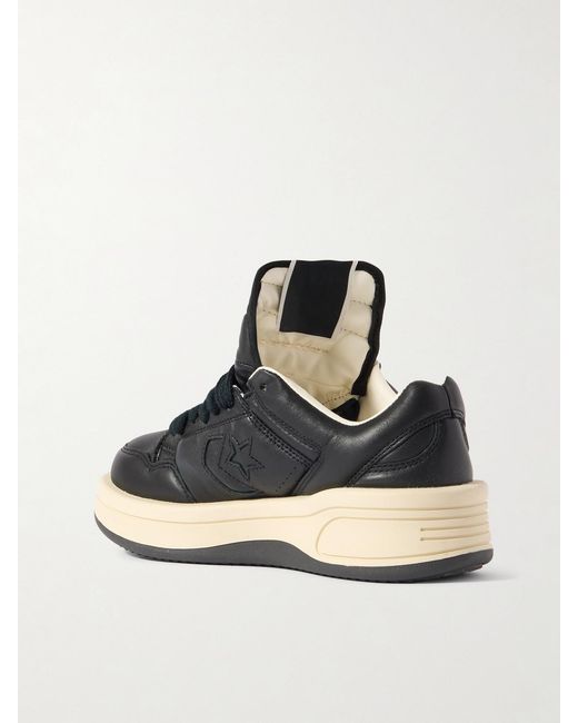 Rick Owens Blue Converse Inflated Turbowpn Leather Sneakers
