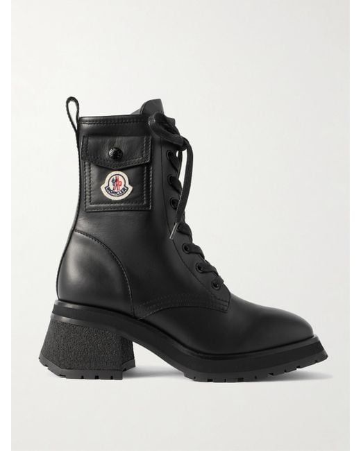 Moncler Black Gigi Leather Ankle Boots