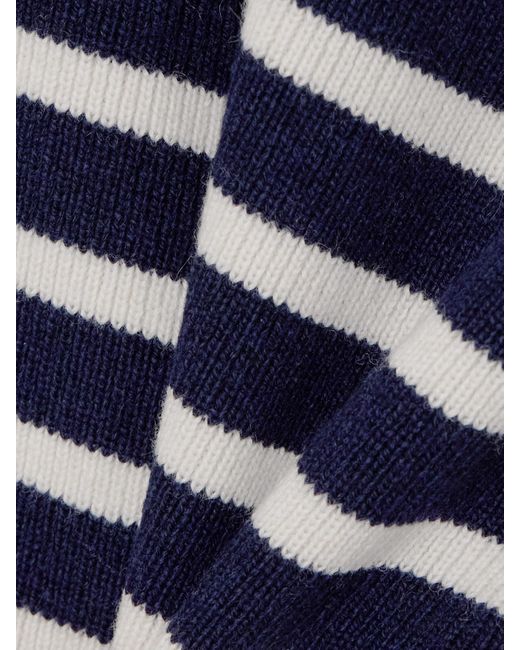 Chloé Blue Button-Embellished Striped Wool And Cashmere-Blend Sweater