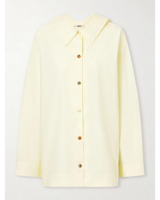 OSSOU Natural Cove Scarf-Detailed Cotton-Poplin Shirt