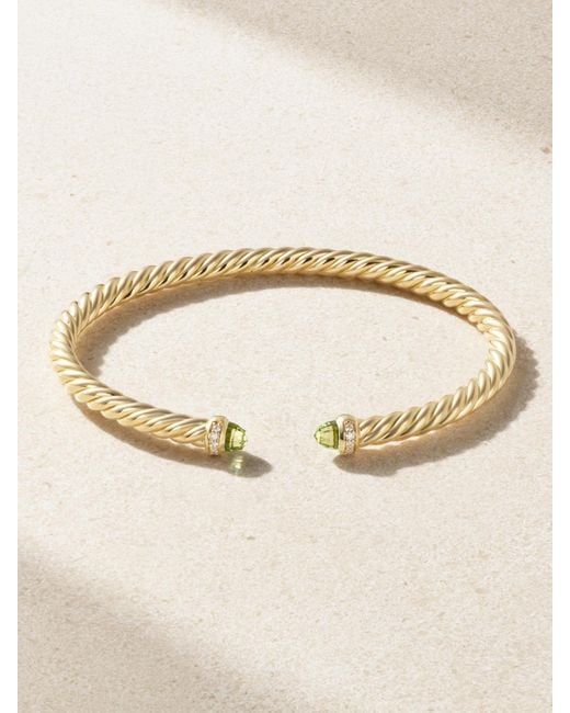 David Yurman Natural Modern Cable 18-Karat, Peridot And Diamond Cuff