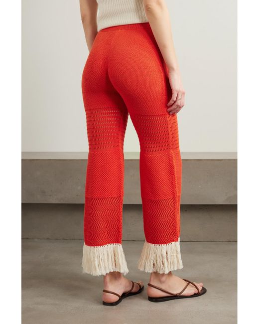 Escvdo Red Net Sustain Carisa Schlaghose Aus Baumwolle Mit Fransen