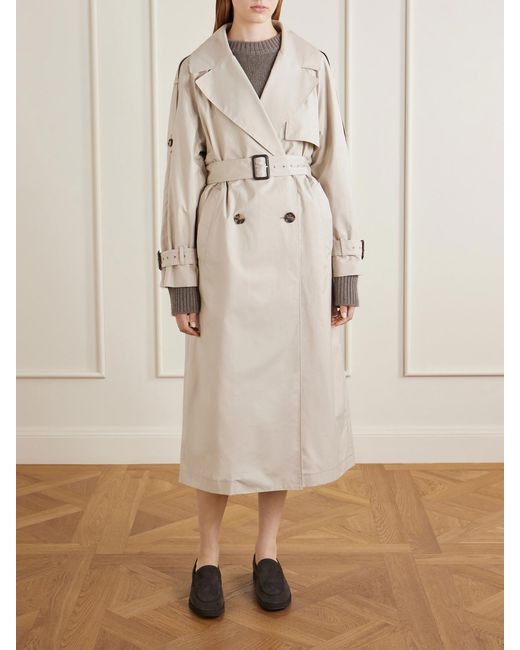 Max Mara Natural Cotton-Blend Twill Trench-Coat