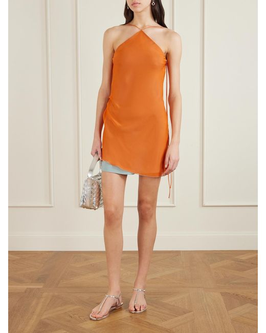Sir Orange Dabica Layered Halterneck Silk-Chiffon Mini Dress
