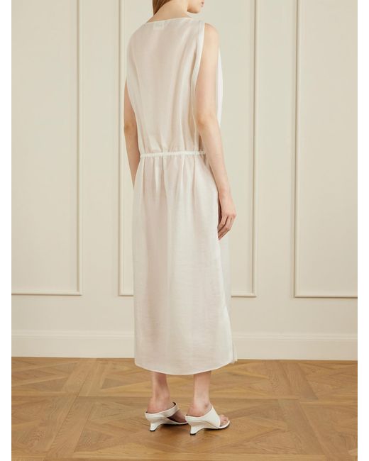 Khaite White Tia Cotton And Silk-Blend Midi Dress