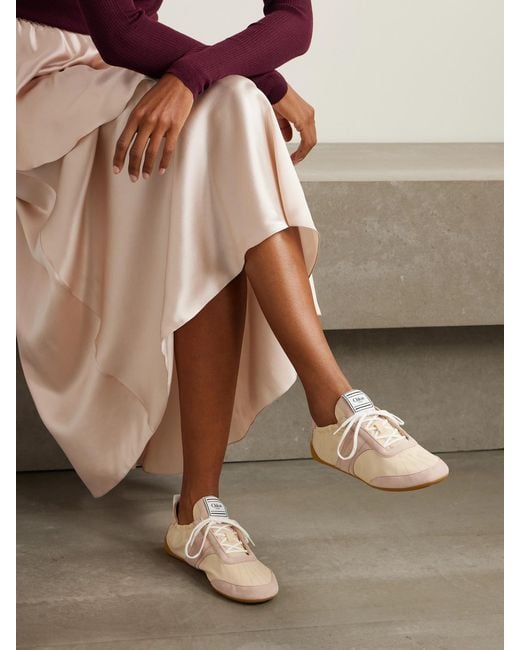 Chloé Natural Kick Suede-Trimmed Shell Sneakers