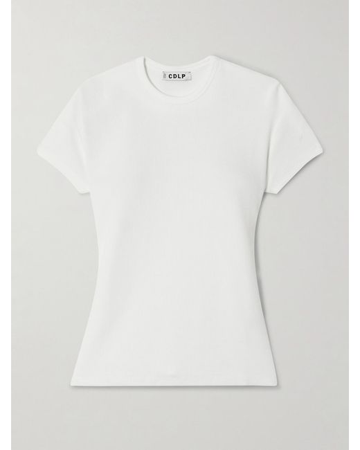 CDLP White Ribbed Stretch Lyocell And Cotton-Blend T-Shirt