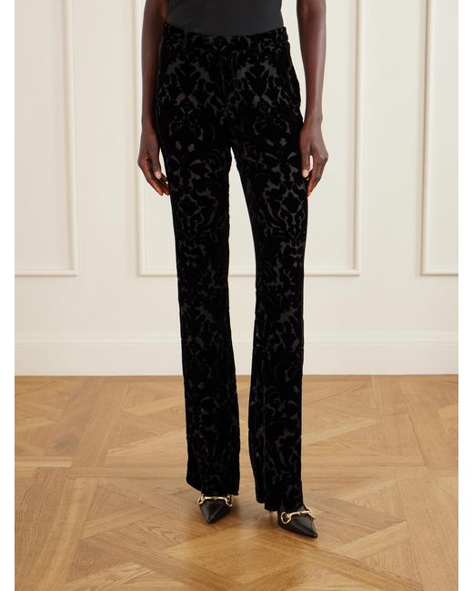 Gucci Black Devoré-Velvet Flared Pants