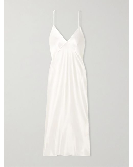 Olivia Von Halle White Issa Silk-Satin Nightdress