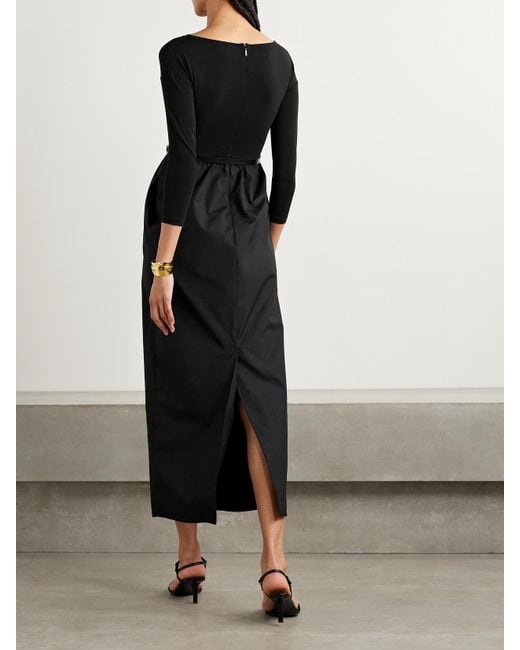Max Mara Black Kaiser Midikleid Aus Stretch-Jersey Und Baumwollpopeline Mit Gürtel