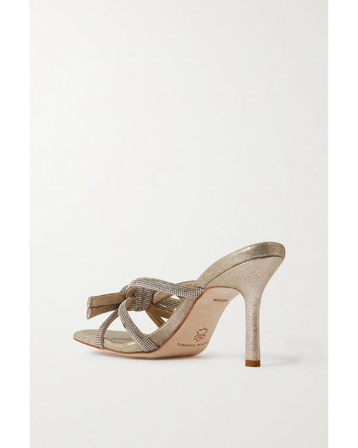 Loeffler Randall Natural Margi Crystal-Embellished Metallic Suede Mules