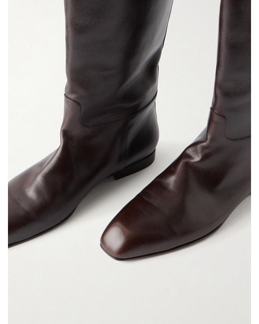 Khaite Brown Colt Leather Knee Boots