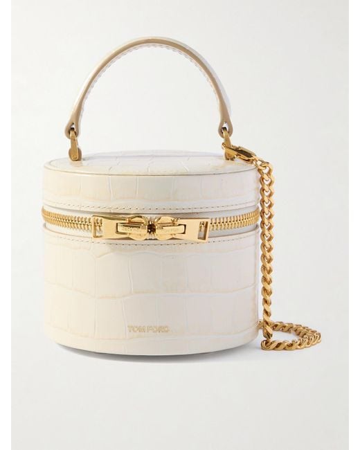 Tom Ford Natural Audrey Mini Croc-Effect Leather Tote