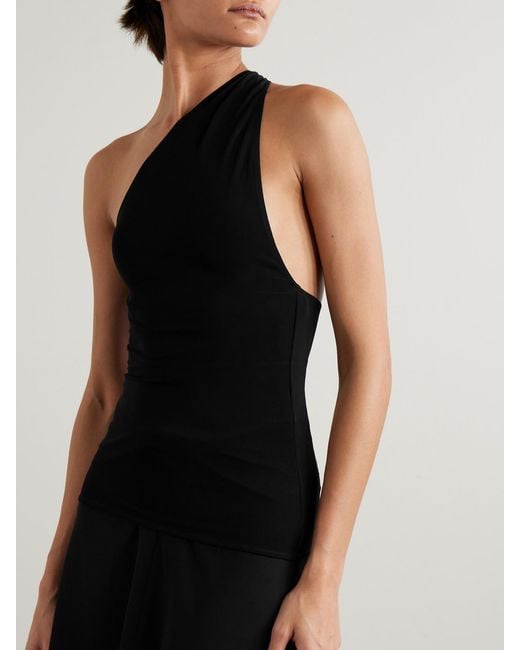 Courreges Black Asymmetric Cutout Stretch-Crepe Tank