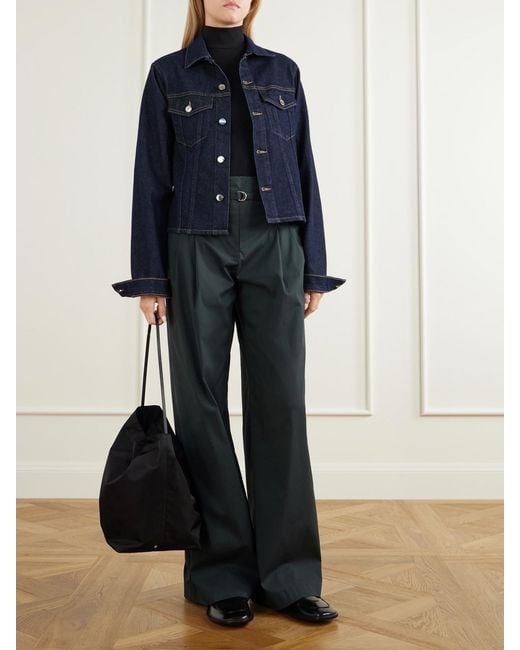 Proenza Schouler Blue Raver Belted Wide-Leg Cotton-Stretch Wide-Leg Pants