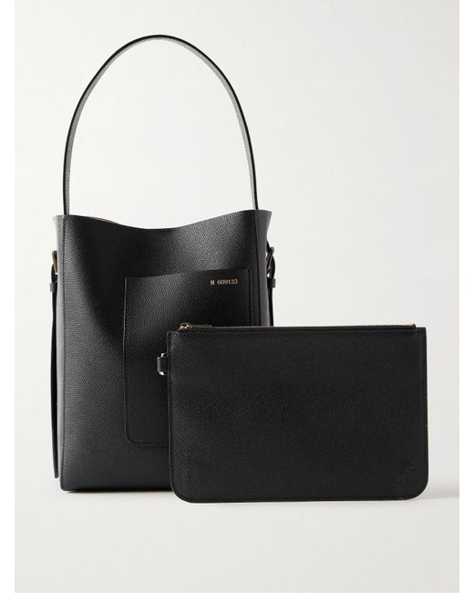 Valextra Black Kleine Beuteltasche Aus Strukturiertem Leder