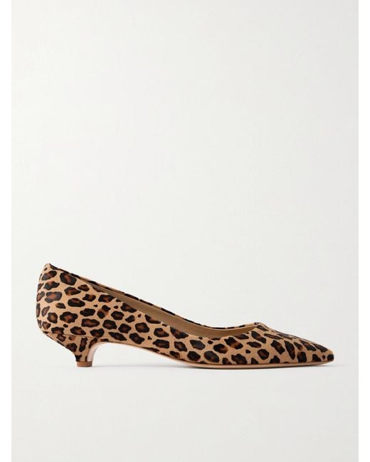 Jamie Haller Natural Kitty Leopard-Print Calf Hair Pumps