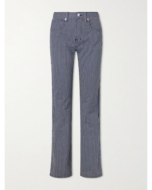 Nili Lotan Blue Celia Striped Straight-Leg Jeans