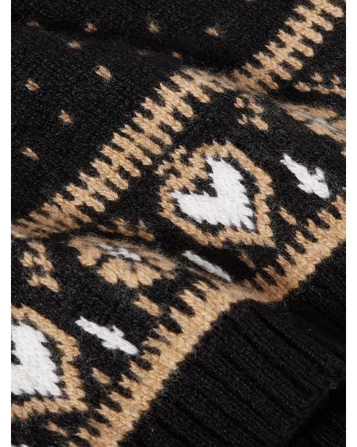 Khaite Black Lucerne Fair Isle Cashmere Scarf