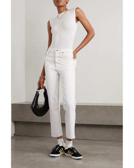 Re/done White 70S Stove Pipe Straight-Leg Jeans