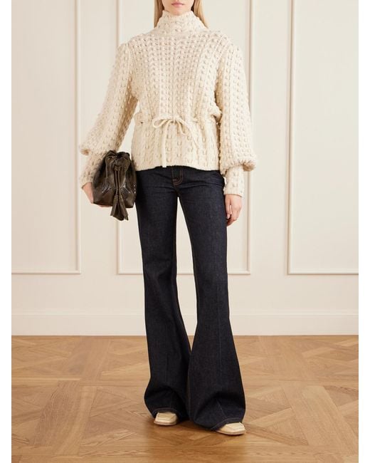Zimmermann Natural Valiant Embroidered Tie-Detailed Wool Sweater