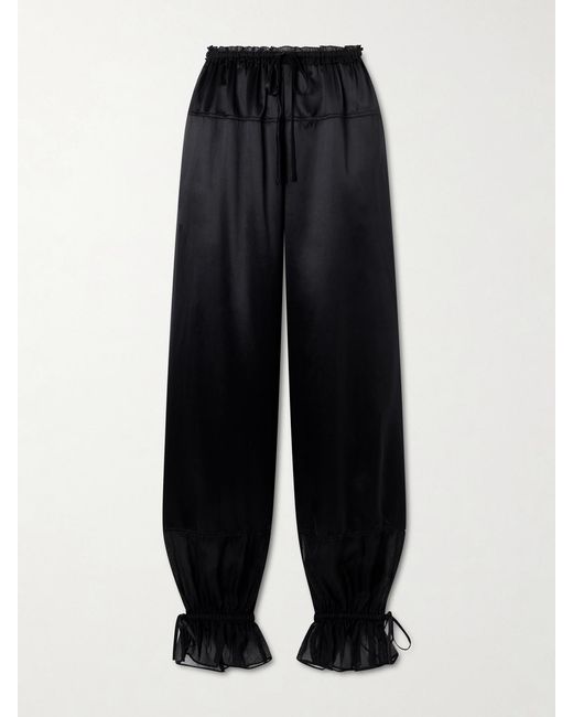 Ulla Johnson Blue Camile Cinched Ruffled Silk Balloon Pants