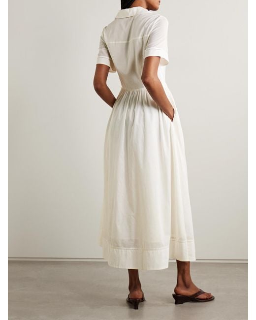 Robe-Chemise Midi En Popeline De Coton À Fronces Meryl Staud en coloris White