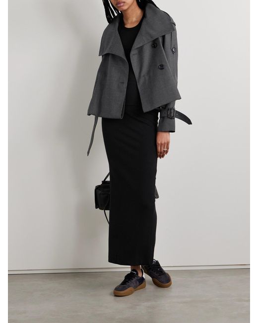 Acne Studios Belted Double-Breasted Woven Jacket in Black | Lyst
