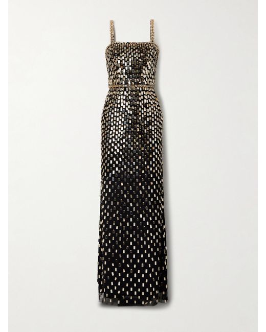 Jenny Packham White Juliette Embellished Mesh Gown