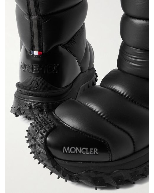 Moncler Black Trailgrip Appliquéd Quilted Padded Glossed Leather-Trimmed Shell Snow Boots