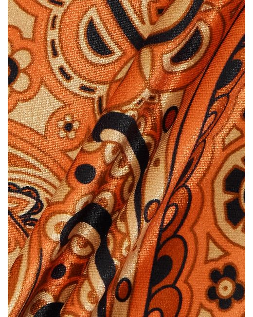 Etro Brown Paisley-Print Stretch-Velvet Flared Pants