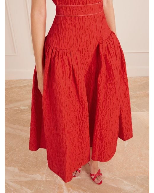 Roksanda Red Aya Cloqué Midi Dress