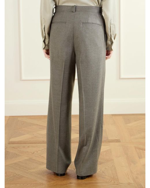 Auralee Gray Pleated Wool Straight-Leg Pants