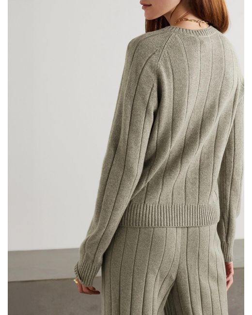 Loro Piana Natural Ribbed Cashmere Sweater