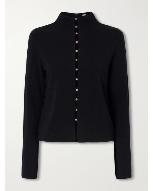Staud Blue Marianne Crepe Cardigan