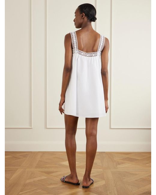 Staud White Da Adolfo Mariella Cotton-Blend Mini Dress