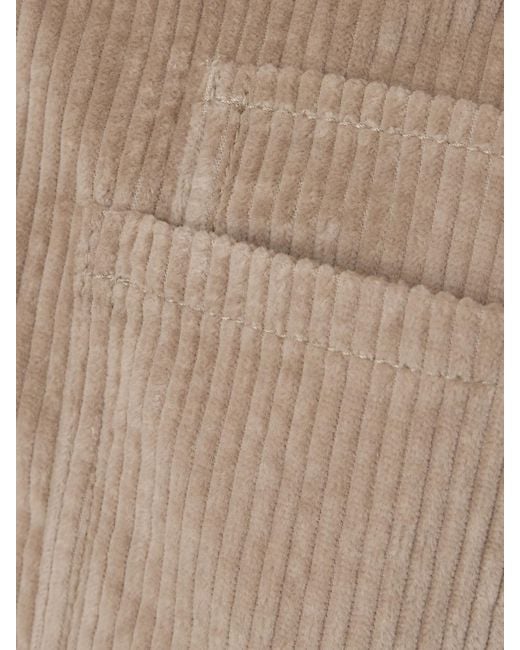 Brunello Cucinelli Natural Striped Cotton-Blend Corduroy Straight-Leg Pants