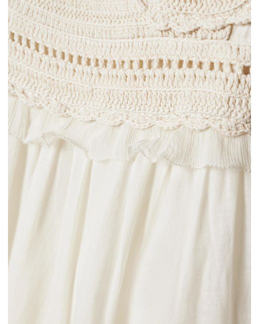 Ulla Johnson White Gisella Ruffled Crocheted Cotton-Trimmed Ramie Midi Dress