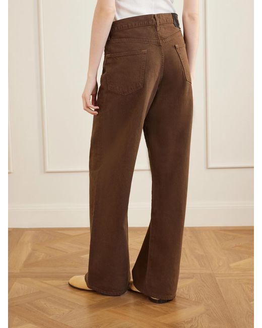 The Elder Statesman Brown Evie Organic Cotton-Twill Wide-Leg Pants