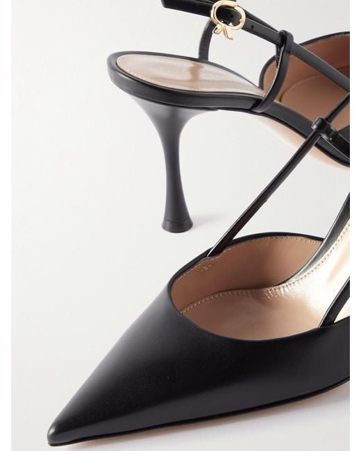 Gianvito Rossi Black Ascent 85 Leather Slingback Pumps