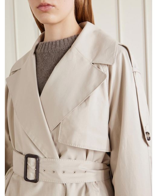 Max Mara Natural Cotton-Blend Twill Trench-Coat