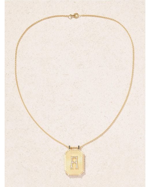 Marie Lichtenberg Natural Letter Scapular 18-Karat, Enamel And Diamond Necklace