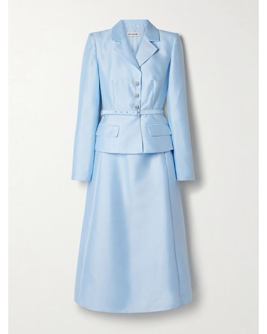Self-Portrait Blue Layered Embellished Taffeta Midi Dress