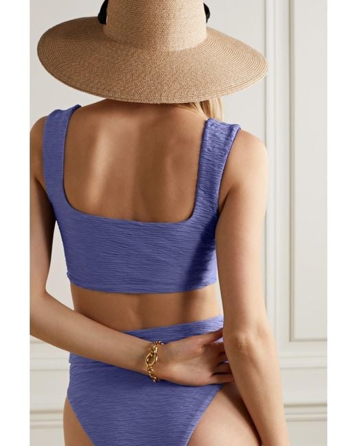 Mara Hoffman Blue Raina Bikini-Oberteil Aus Recyceltem Stretch-Matelassé