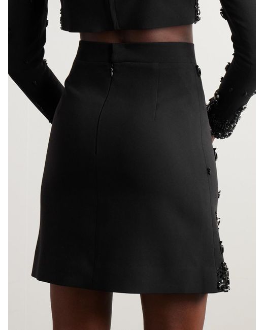 Zuhair Murad Black Embellished Cady Mini Skirt