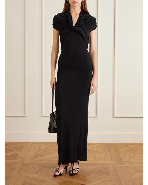 TOVE Black Rama Gathered Jersey Maxi Dress