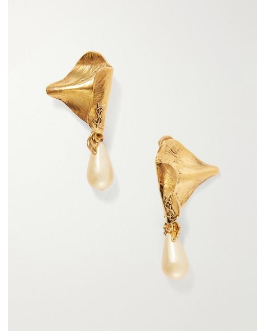 Saint Laurent Metallic Cassandre-Embellished Tone Earrings