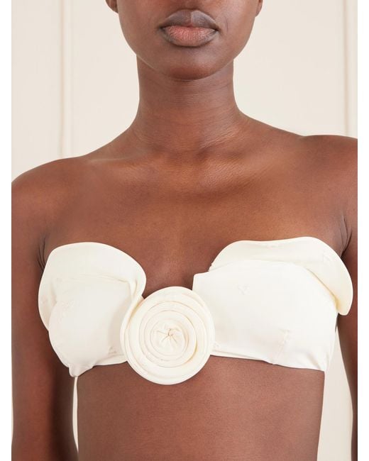 Magda Butrym Natural Appliquéd Stretch-Jersey Bikini Top